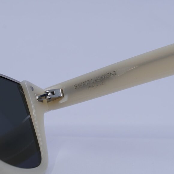 Saint Laurent SL 51 CUT 004 Sunglasses Beige/Silver Square Frame, Grey Lenses - Picture 8 of 10